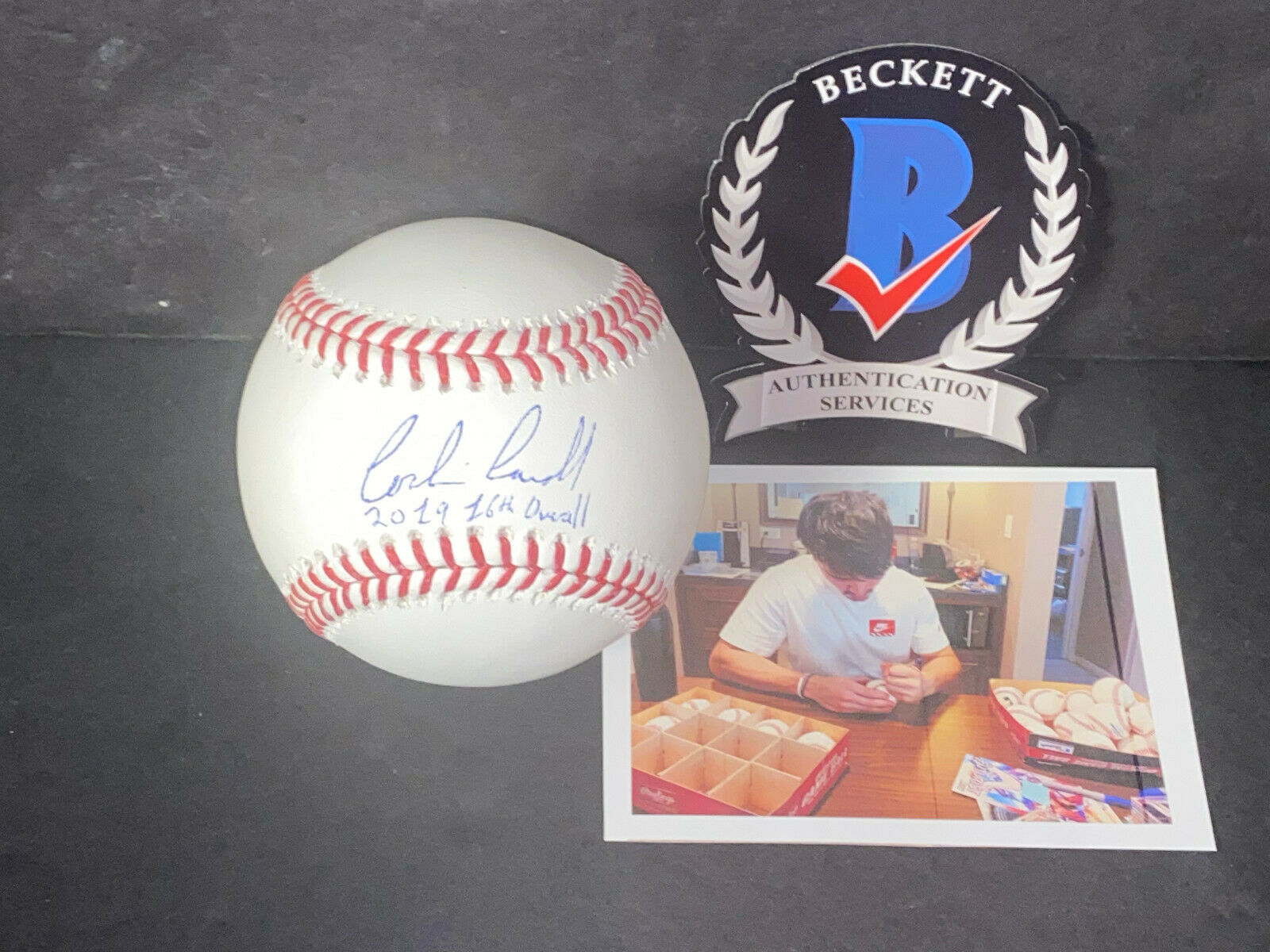 Corbin Carroll Diamondbacks Auto Signed Baseball Beckett COA 2019 16th Overall