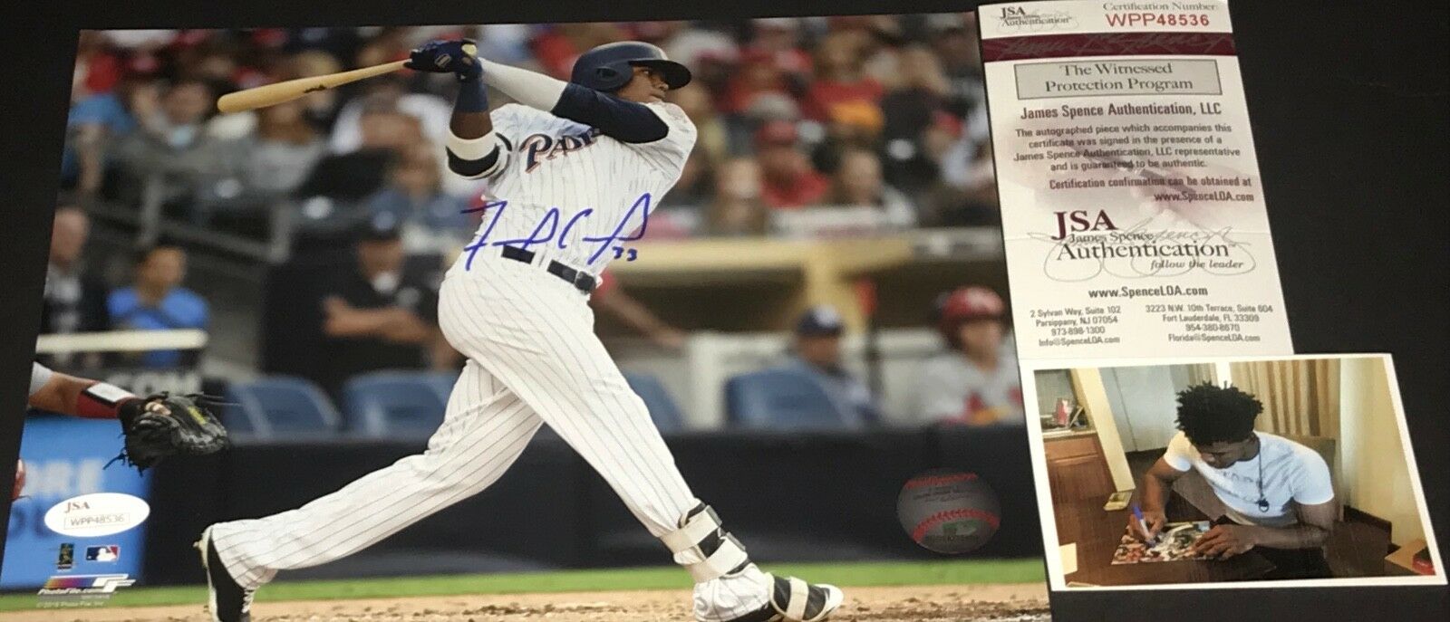 Franchy Cordero San Diego Padres Autographed Signed 8x10 Photo JSA WITNESS COA A