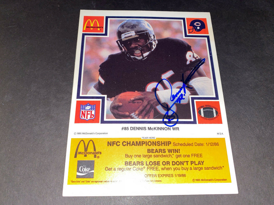 Dennis McKinnon Chicago Bears Auto SIGNED 1985 McDonalds Card Super Bowl XX