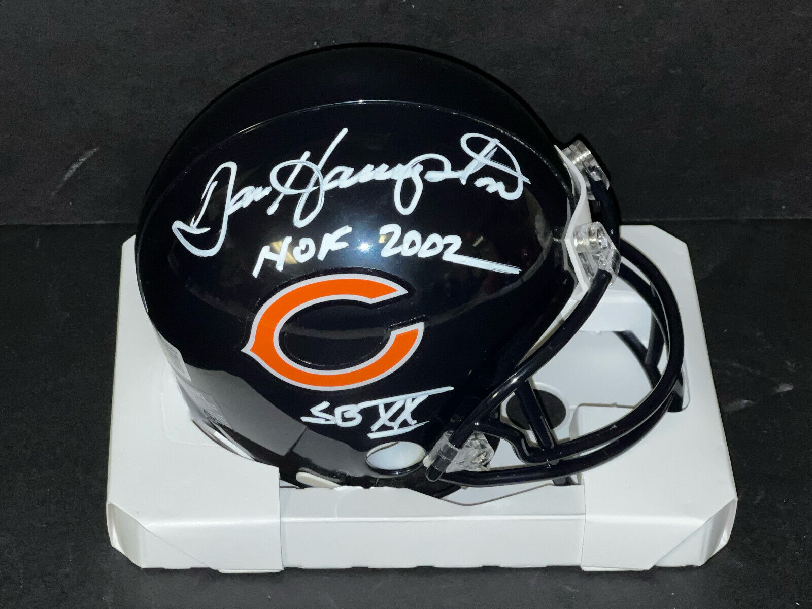 Dan Hampton Chicago Bears Auto Signed Mini Helmet Beckett SBXX and HOF 2002 -