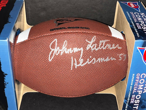 Johnny Lattner Notre Dame Signed NCAA Football Beckett Hologram Heisman 53
