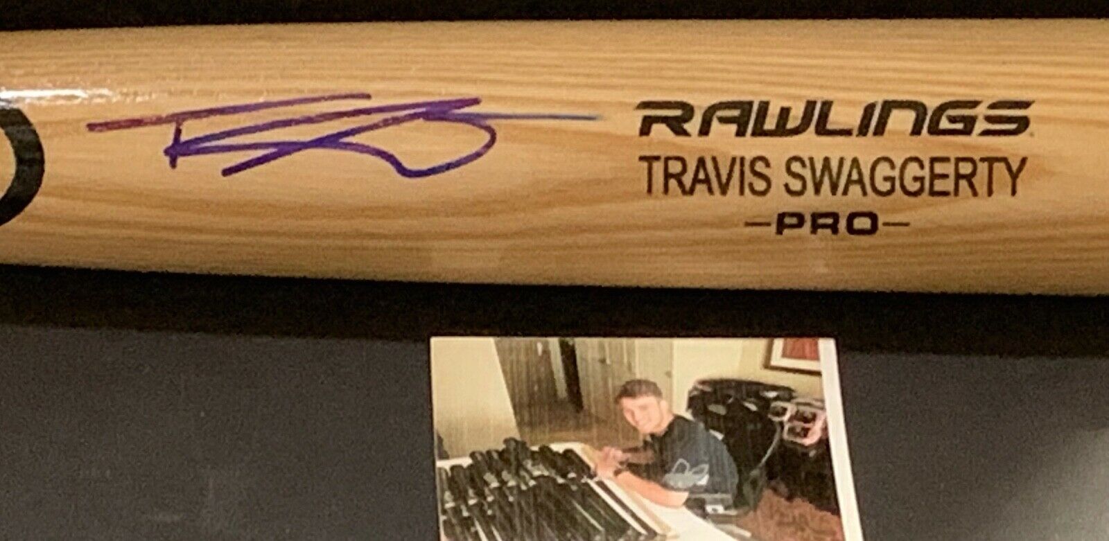Travis Swaggerty Pittsburgh Pirates Autographed Signed Engraved Bat Blonde A