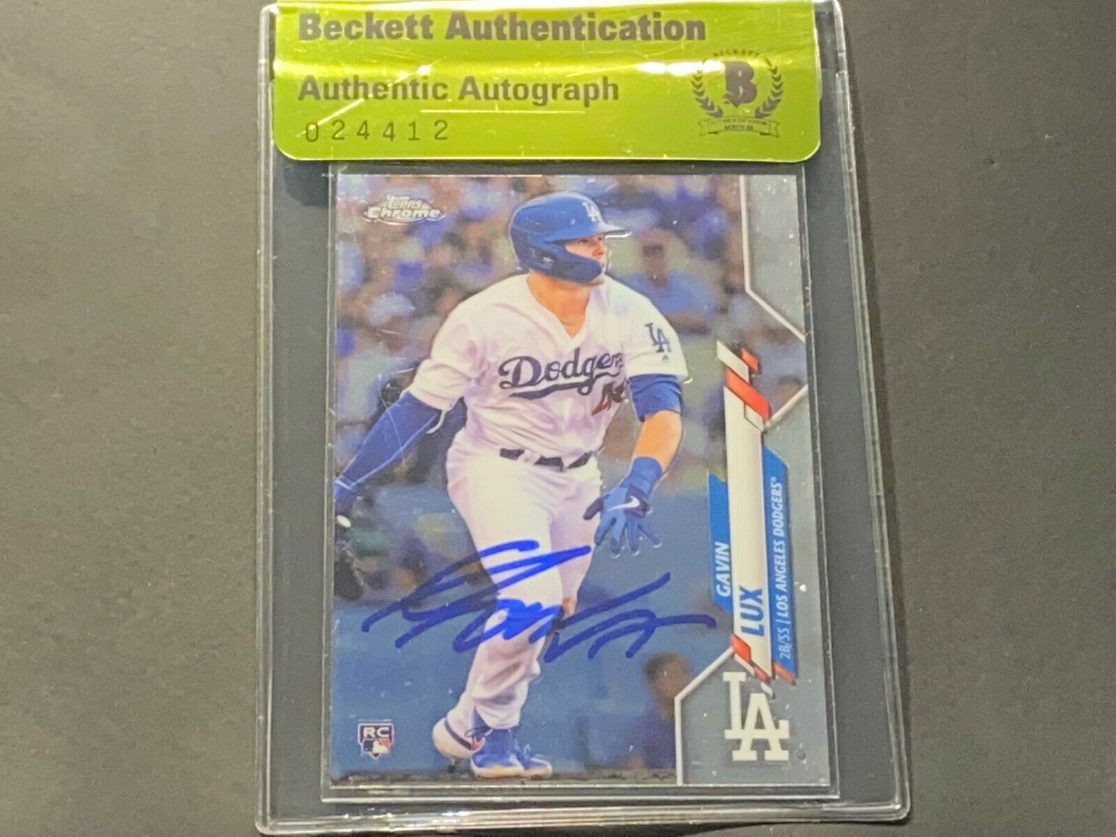 Gavin Lux Los Angeles Dodgers Auto Signed 2020 Topps Chrome BECKETT BAS `