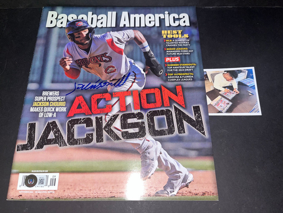Jackson Chourio Brewers Auto Signed Baseball America Beckett Hologram .