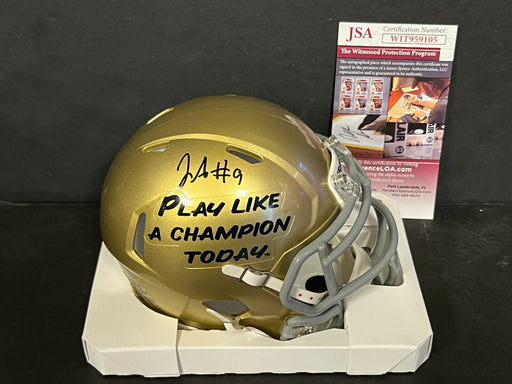 Justin Ademilola Notre Dame Auto Signed Play Like A Champion Mini Helmet JSA COA
