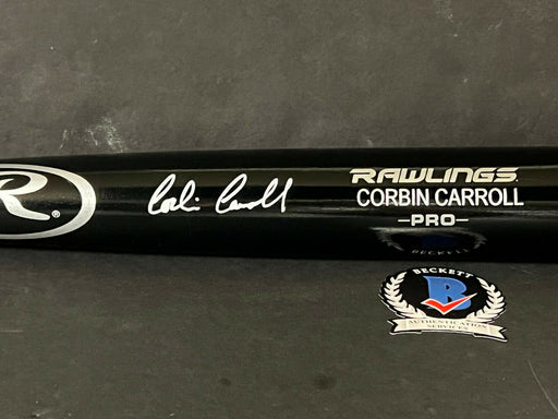 Corbin Carroll Arizona Diamondbacks Signed Engraved Bat Beckett Wit COA Black .
