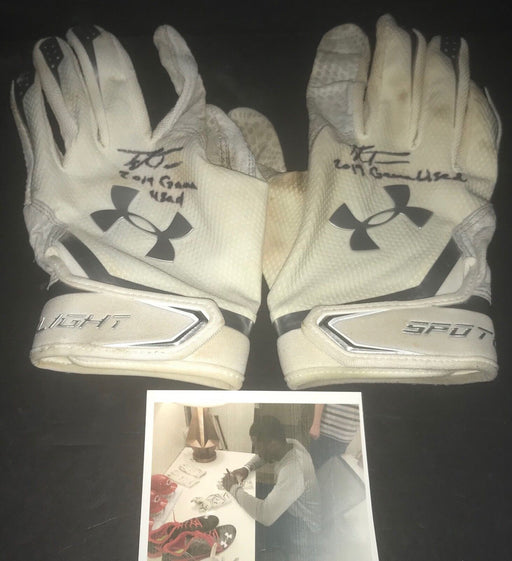 Taylor Trammell Mariners Reds Signed 2017 Game Used Batting Gloves X