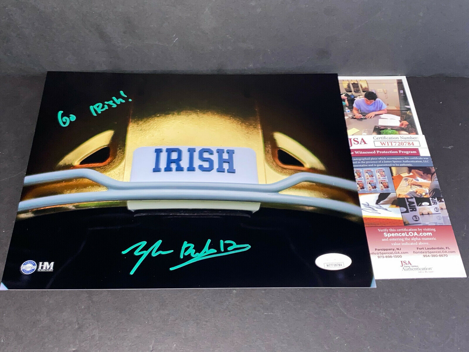 Tyler Buchner Notre Dame Fighting Irish Auto Signed 8x10 Helmet Visor GO IRISH