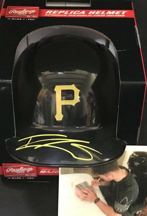 Travis Swaggerty Pittsburgh Pirates Autographed Signed Mini Helmet w/picture 1