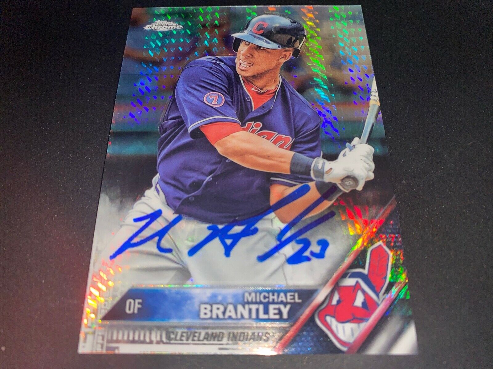 Michael Brantley Indians 2016 Autographed Signed Topps Chrome Refractor Card