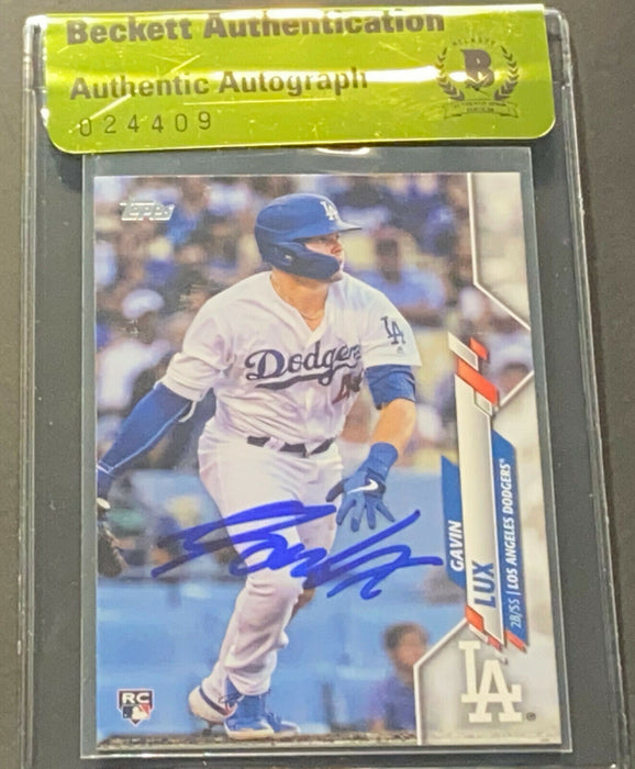 Gavin Lux Los Angeles Dodgers Auto Signed 2020 Topps ROOKIE BECKETT BAS ..
