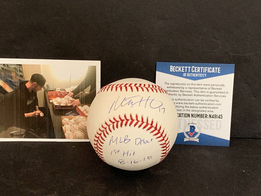 Mitch Haniger Mariners Signed OMLB Baseball Beckett WITNESS MLB Debut 1st Hit A