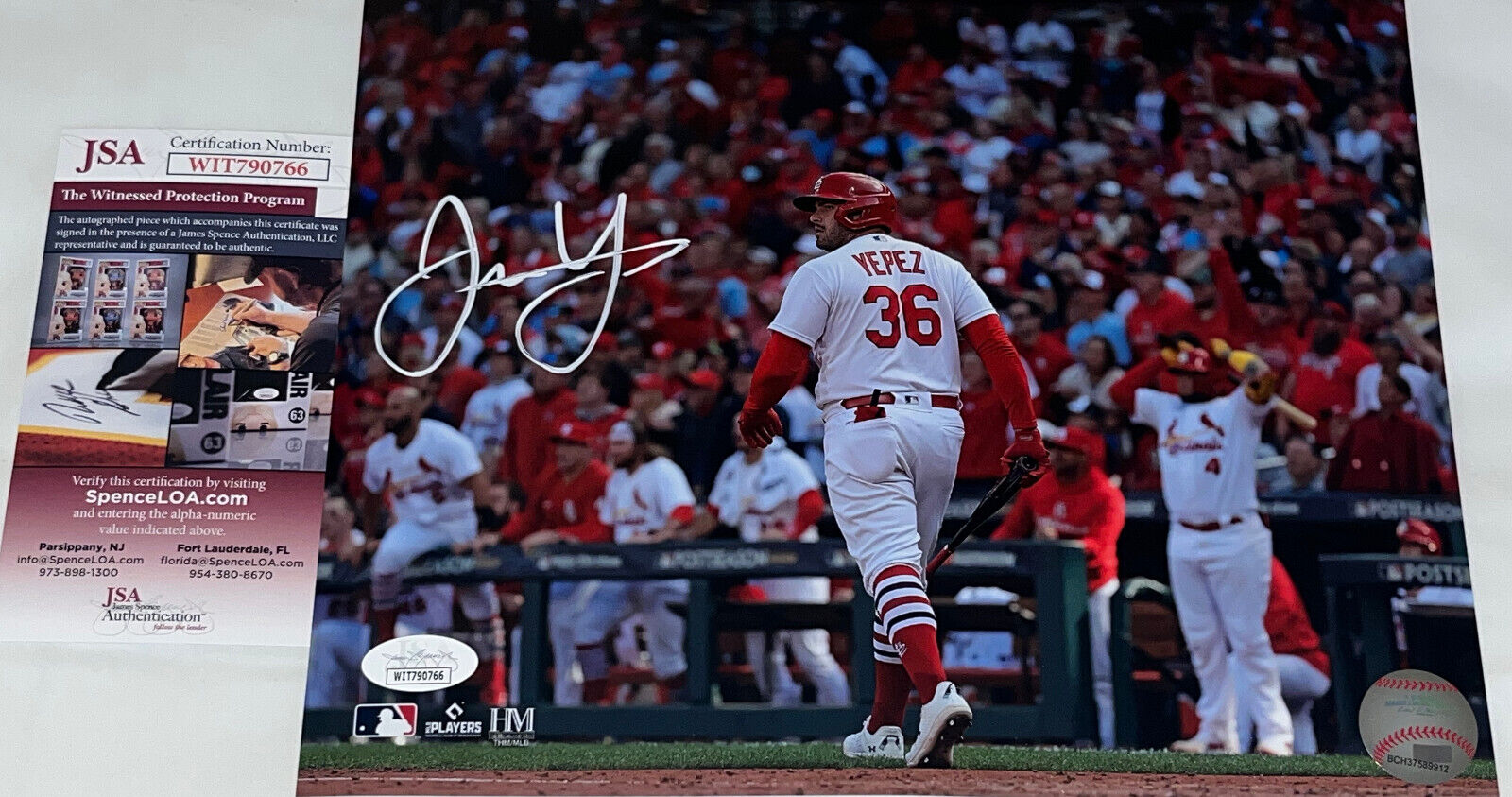 Juan Yepez St Louis Cardinals Auto Signed 8x10 Photo JSA WITNESS COA White