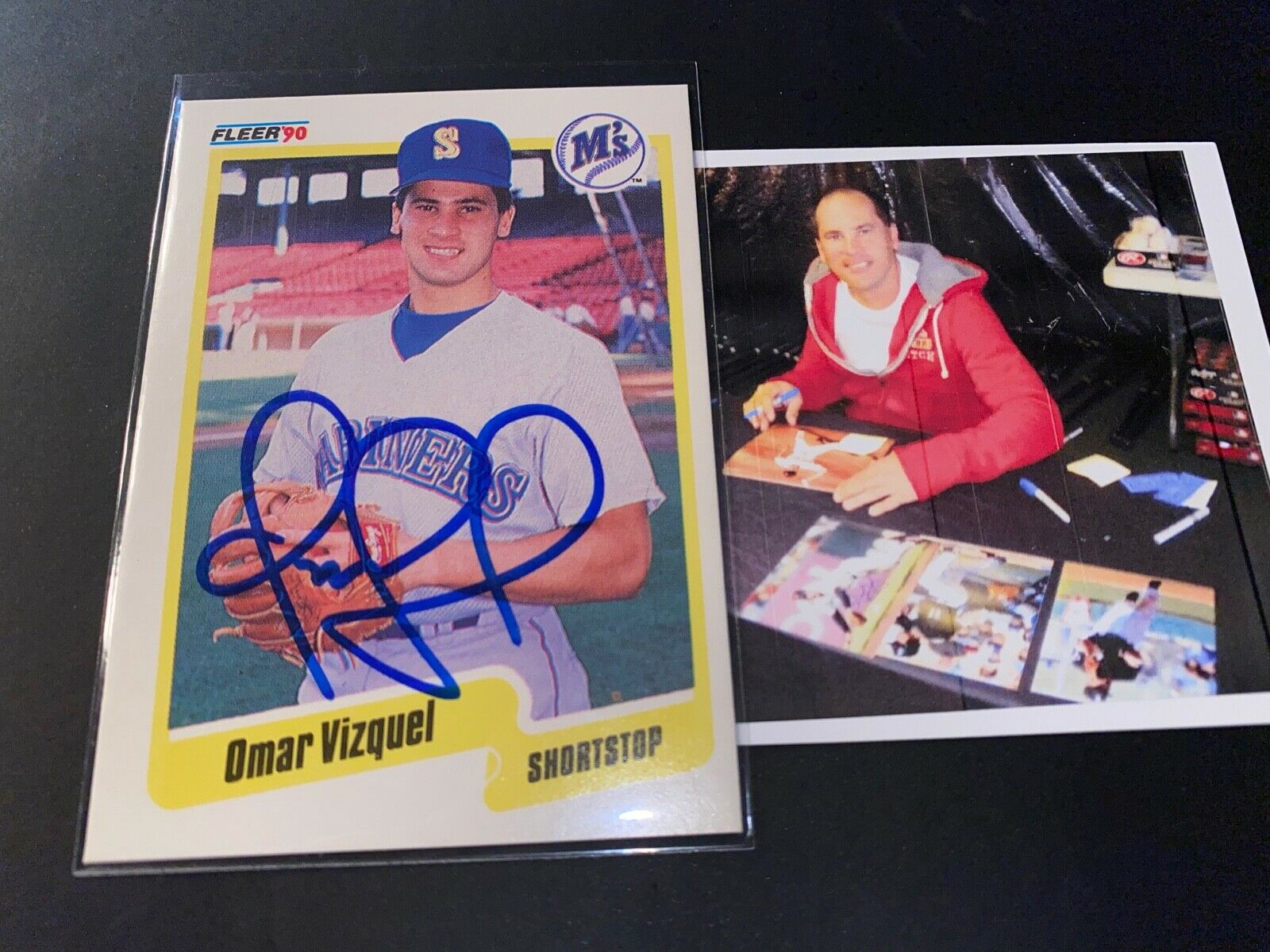 Omar Vizquel Mariners Indians Autographed Signed 1990 Fleer
