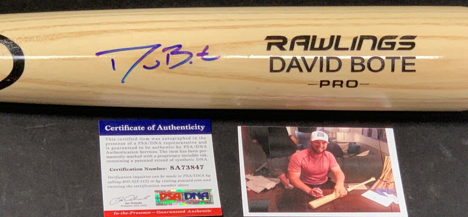 David Bote Chicago Cubs Autographed Signed Bat Blonde PSA WITNESS COA