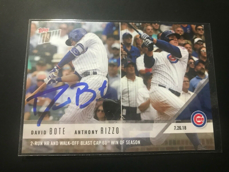 David Bote Chicago Cubs Autographed Signed 2018 Topps Now #505 Walkoff Rizzo .