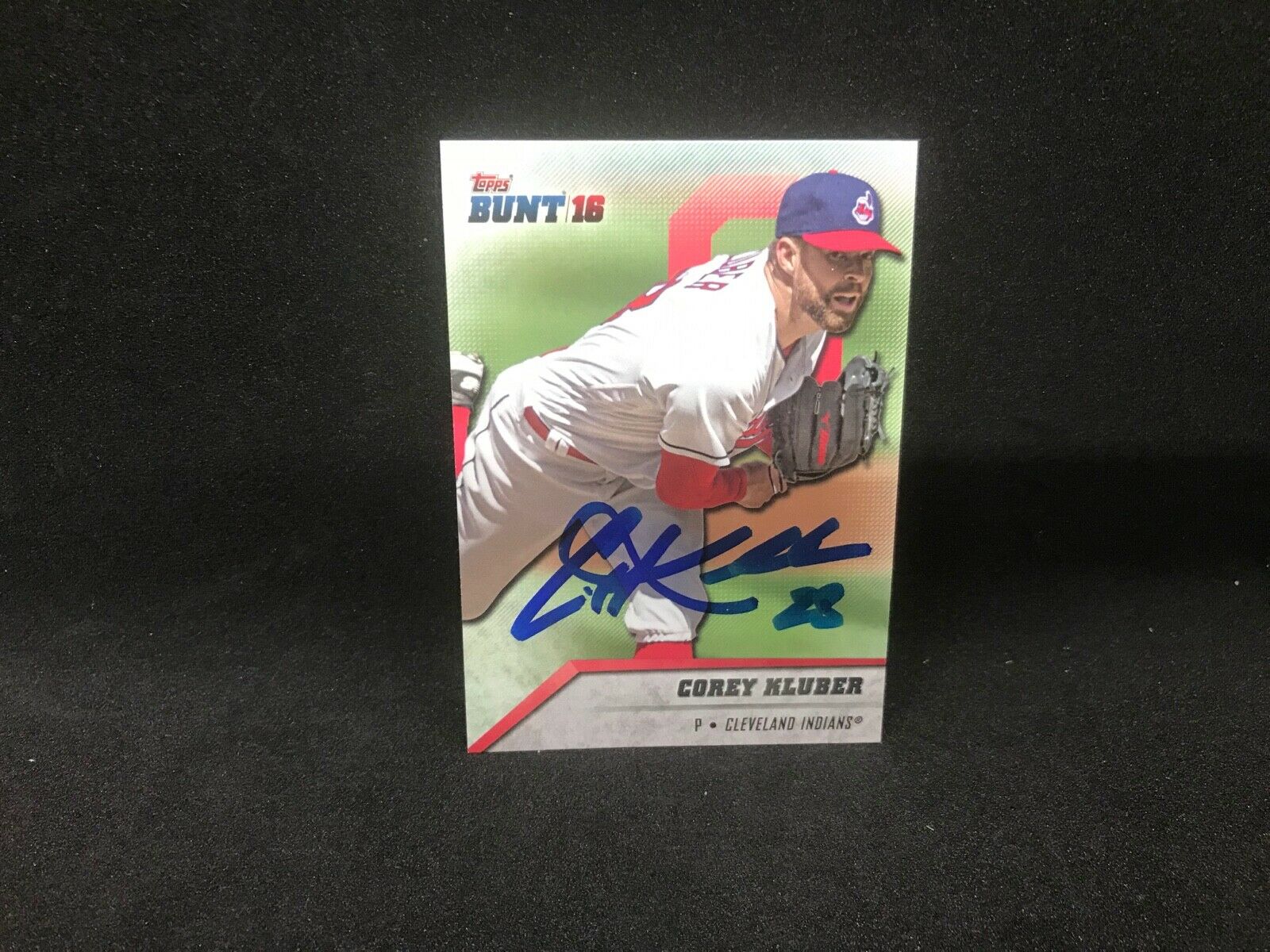 COREY KLUBER Rangers Indians Autographed SIGNED 2016 Topps Bunt