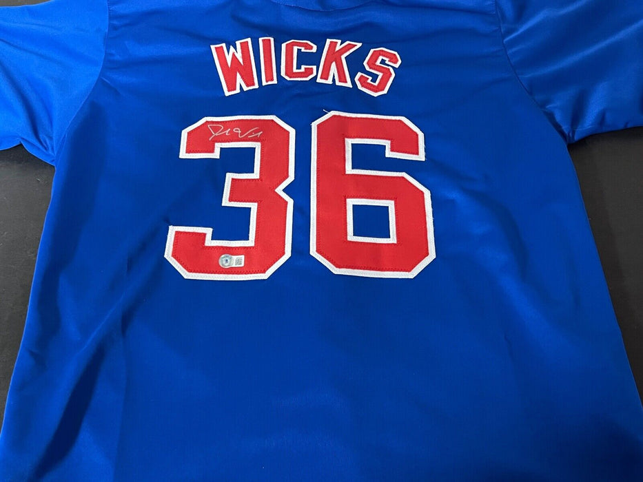 Jordan Wicks Cubs Auto Signed Blue Jersey Custom Beckett Witness