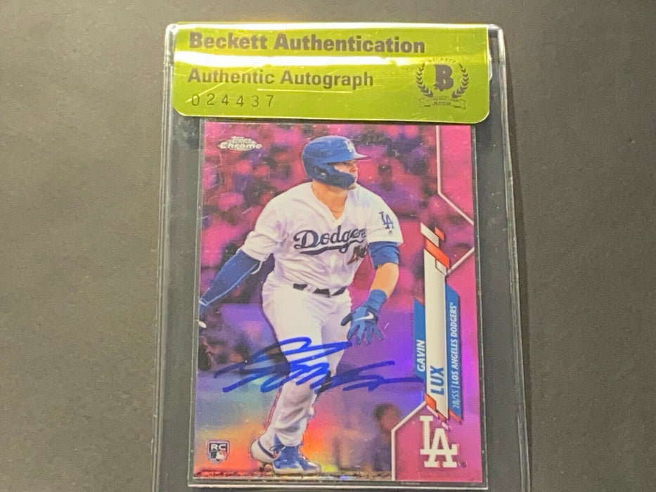 Gavin Lux Dodgers Auto Signed 2020 Topps Chrome PINK Refractor BECKETT BAS __