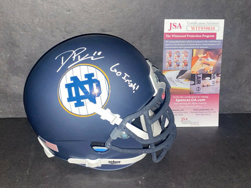 Drew Pyne Notre Dame Signed NY Shamrock Series Mini Helmet JSA COA Go Irish
