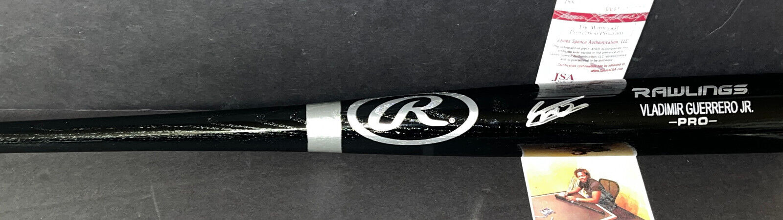 Vladimir Guerrero Jr Blue Jays Signed Engraved Bat JSA WITNESS COA Black
