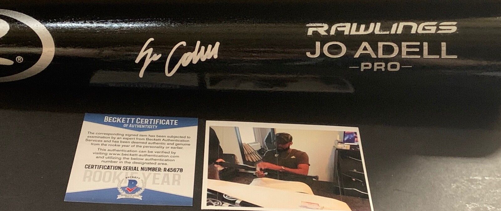 Jo Adell Angels Autographed Signed Engraved Black Bat White BECKETT ROOKIE COA