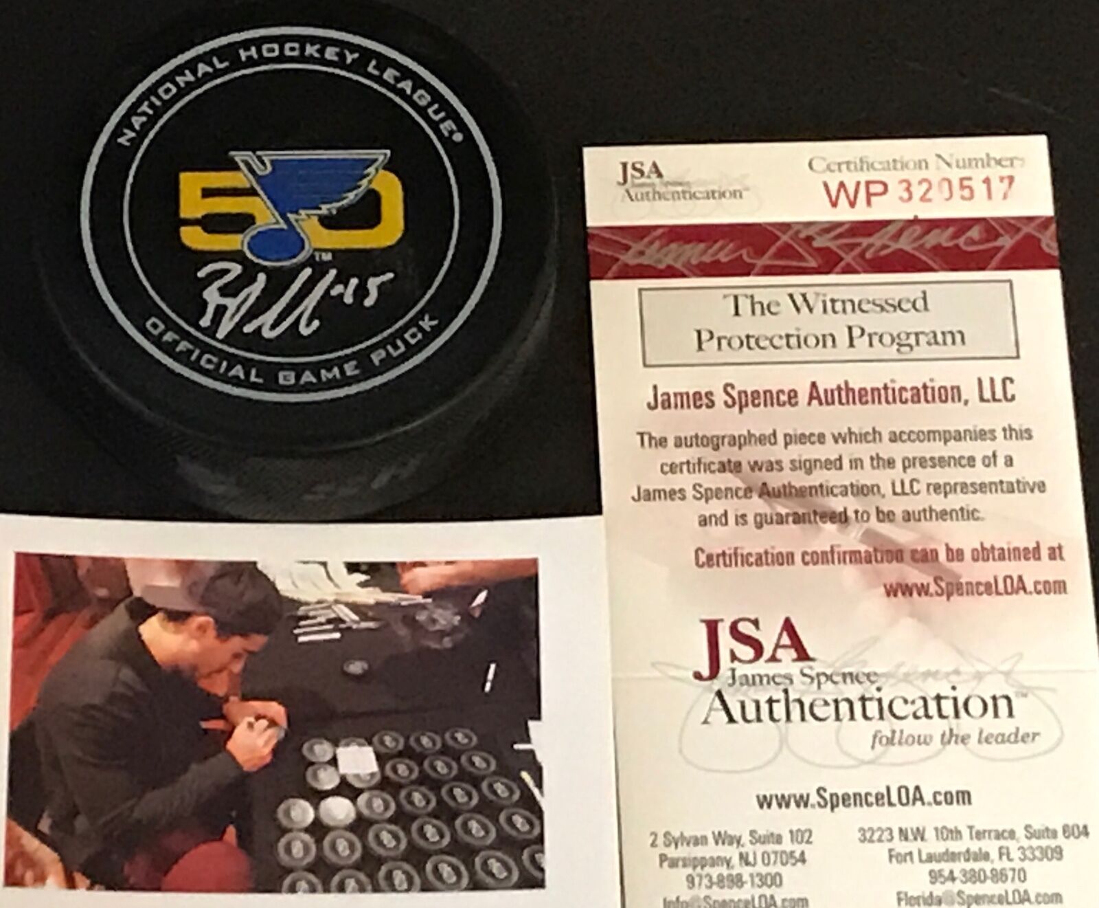 Robby Fabbri St Louis Blues Autographed Signed Official Game Puck JSA WITNESS A