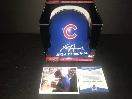 Ed Howard Chicago Cubs Signed Mini Helmet Beckett WITNESS COA 2020 1st Rd Pick .