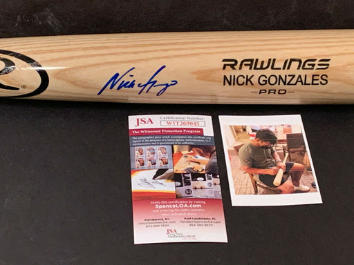 Nick Gonzales Pittsburgh Pirates Signed Engraved Bat JSA WITNESS COA Blonde