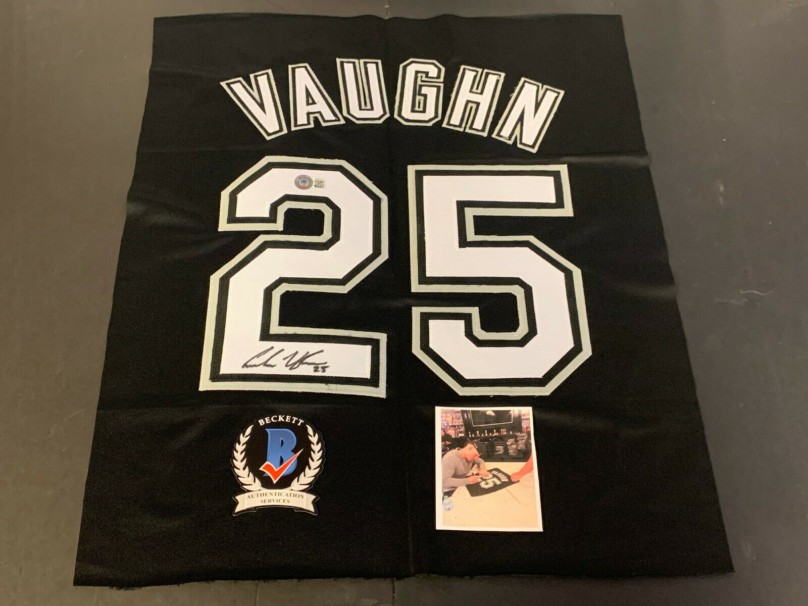 Andrew Vaughn Chicago White Sox Autographed Signed Black Jersey SWATCH 16x20 .