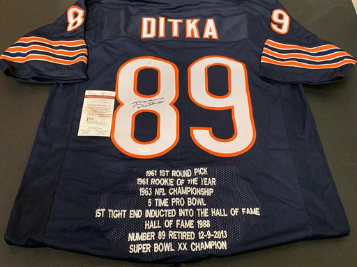 Mike Ditka Chicago Bears Autographed Signed Blue Embroidered Jersey JSA COA