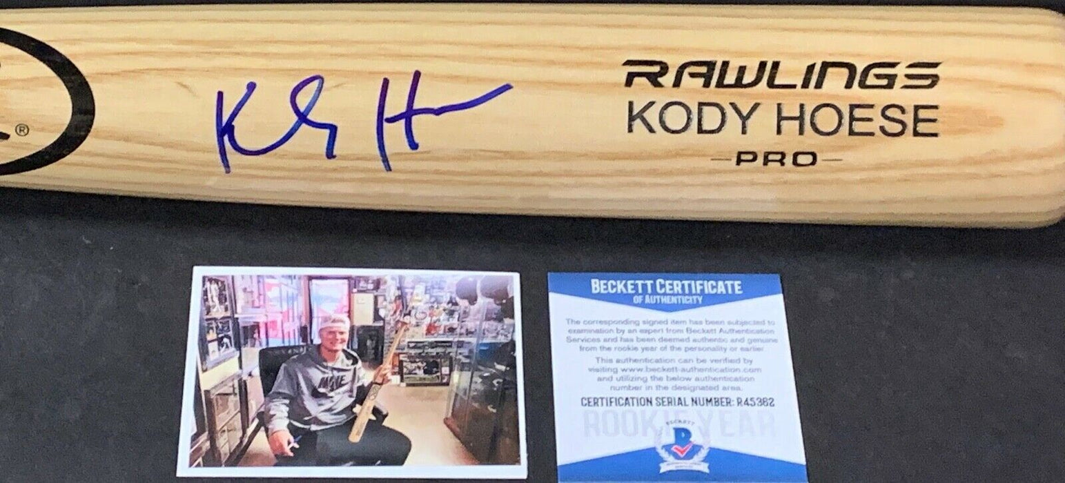 Kody Hoese Los Angeles Dodgers Signed Engraved Bat Blonde BECKETT ROOKIE COA
