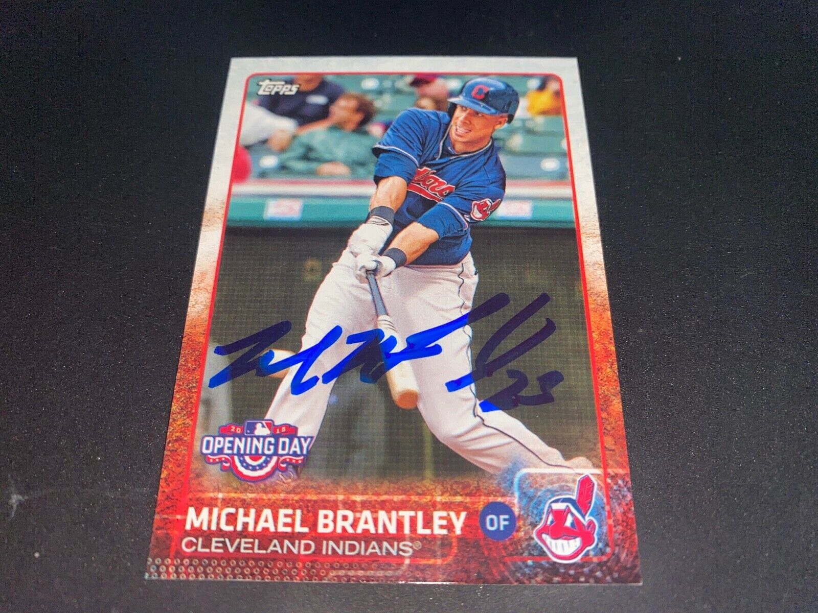 Michael Brantley Indians 2015 Autographed Signed Topps Opening Day Card 174