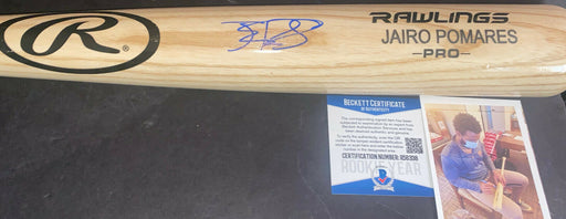 Jairo Pomares San Francisco Giants Auto Signed Engraved Bat Beckett COA Blonde