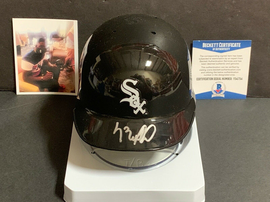 Luis Robert White Sox Autographed Signed Mini Helmet Beckett COA Full Sig