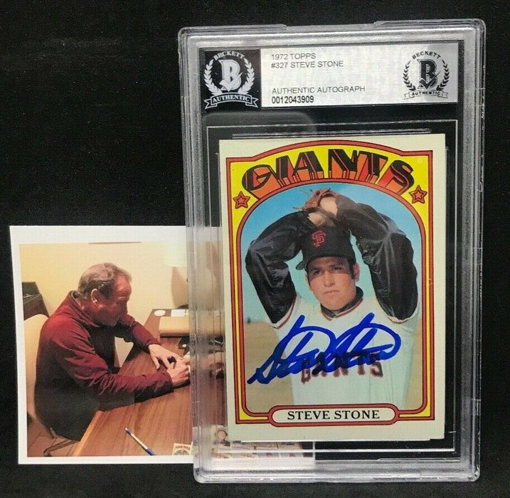 Steve Stone Giants White Sox Autographed Signed 1972 Topps Card Beckett Cert 4
