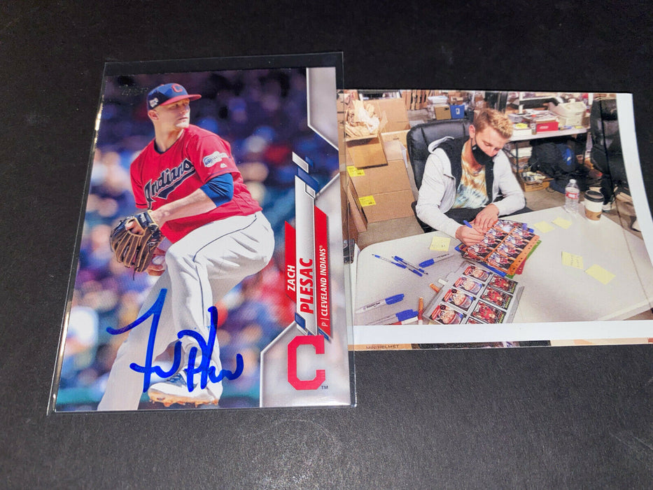 Zach Plesac Cleveland Indians Autographed Signed 2020 Topps Card .