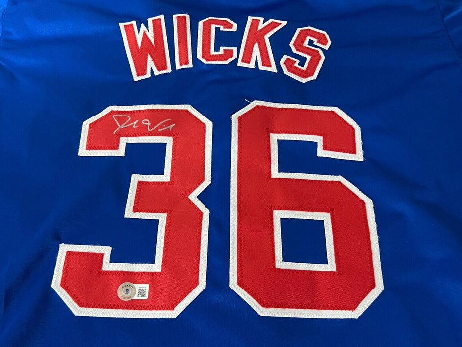 Jordan Wicks Cubs Auto Signed Blue Jersey Custom Beckett Witness