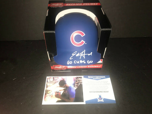 Ed Howard Chicago Cubs Signed Matte Mini Helmet Beckett WITNESS COA GO CUBS GO .