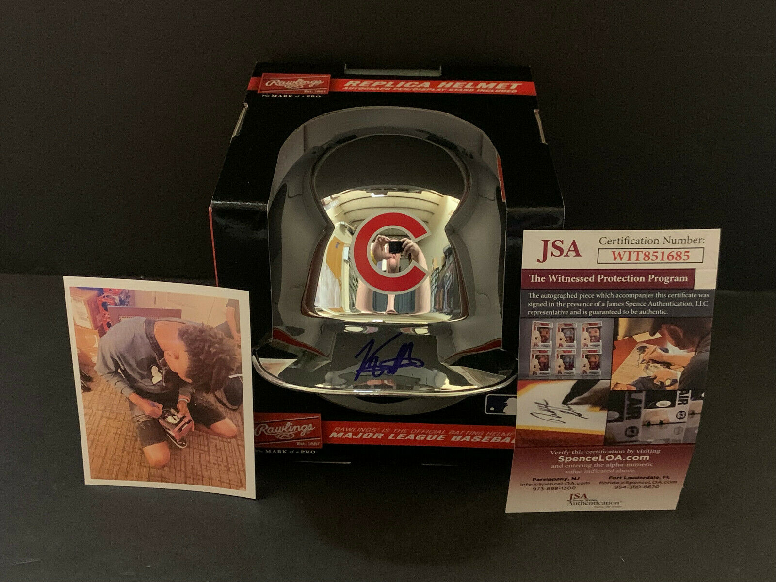 Kevin Alcantara Chicago Cubs Auto Signed Chrome Mini Helmet JSA WITNESS COA