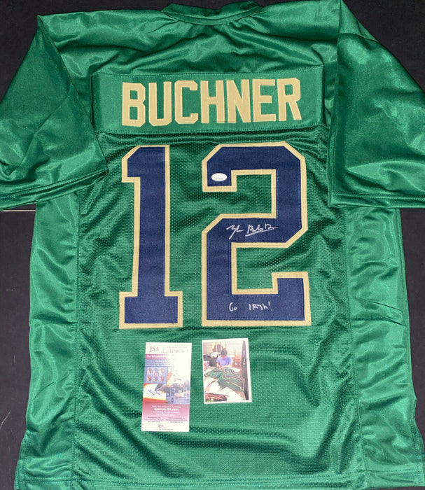 Tyler Buchner Notre Dame Irish Autographed Signed Green Jersey JSA WITNESS COA .