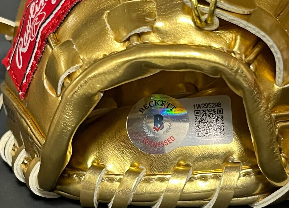 Nico Hoerner Chicago Cubs Autographed Signed Mini Gold Glove Beckett Hologram