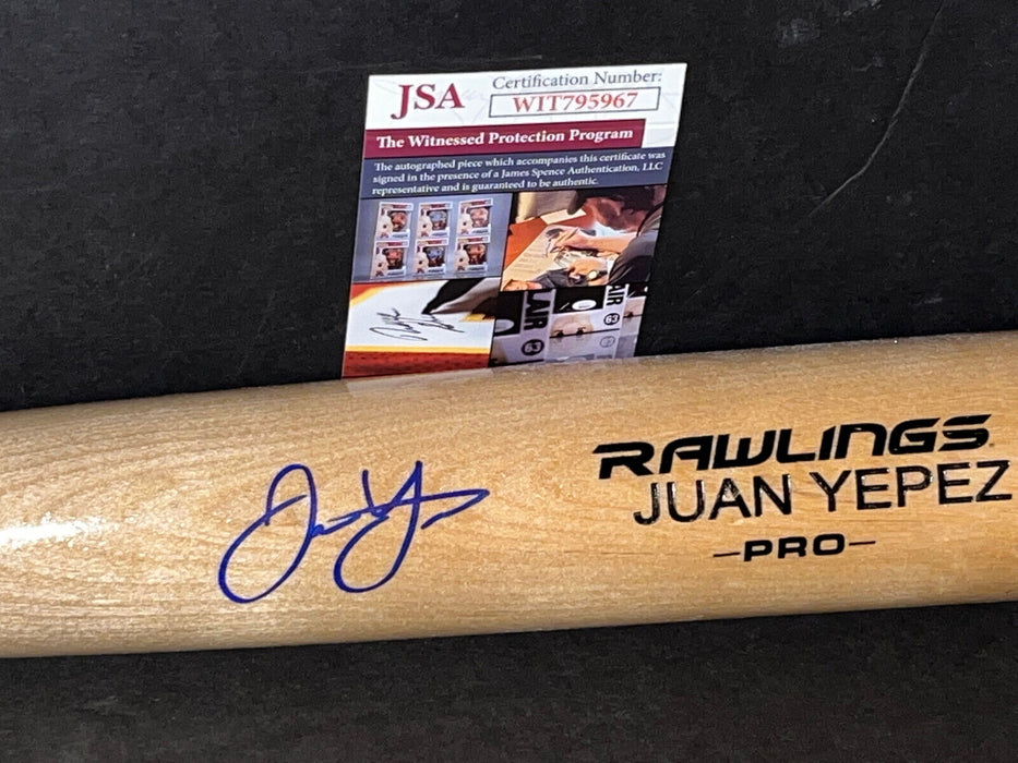Juan Yepez St Louis Cardinals Auto Signed Engraved Bat JSA Witness COA Blonde