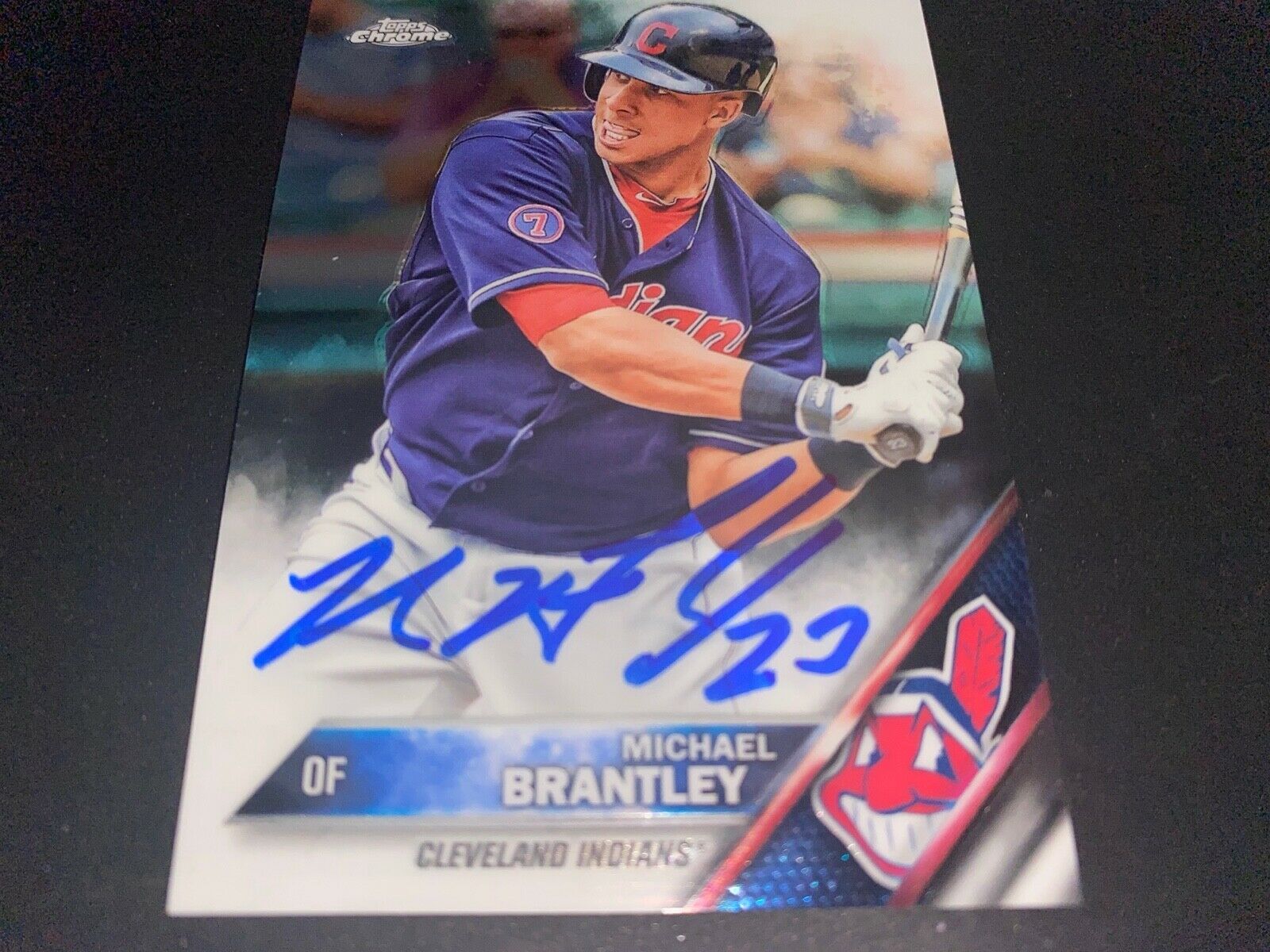 Michael Brantley Indians 2016 Autographed Signed Topps Chrome Card