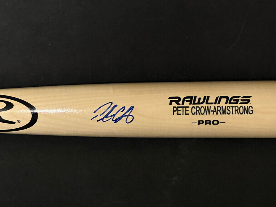 Pete Crow-Armstrong Cubs Auto Signed Engraved Bat Beckett Rookie COA Blonde .
