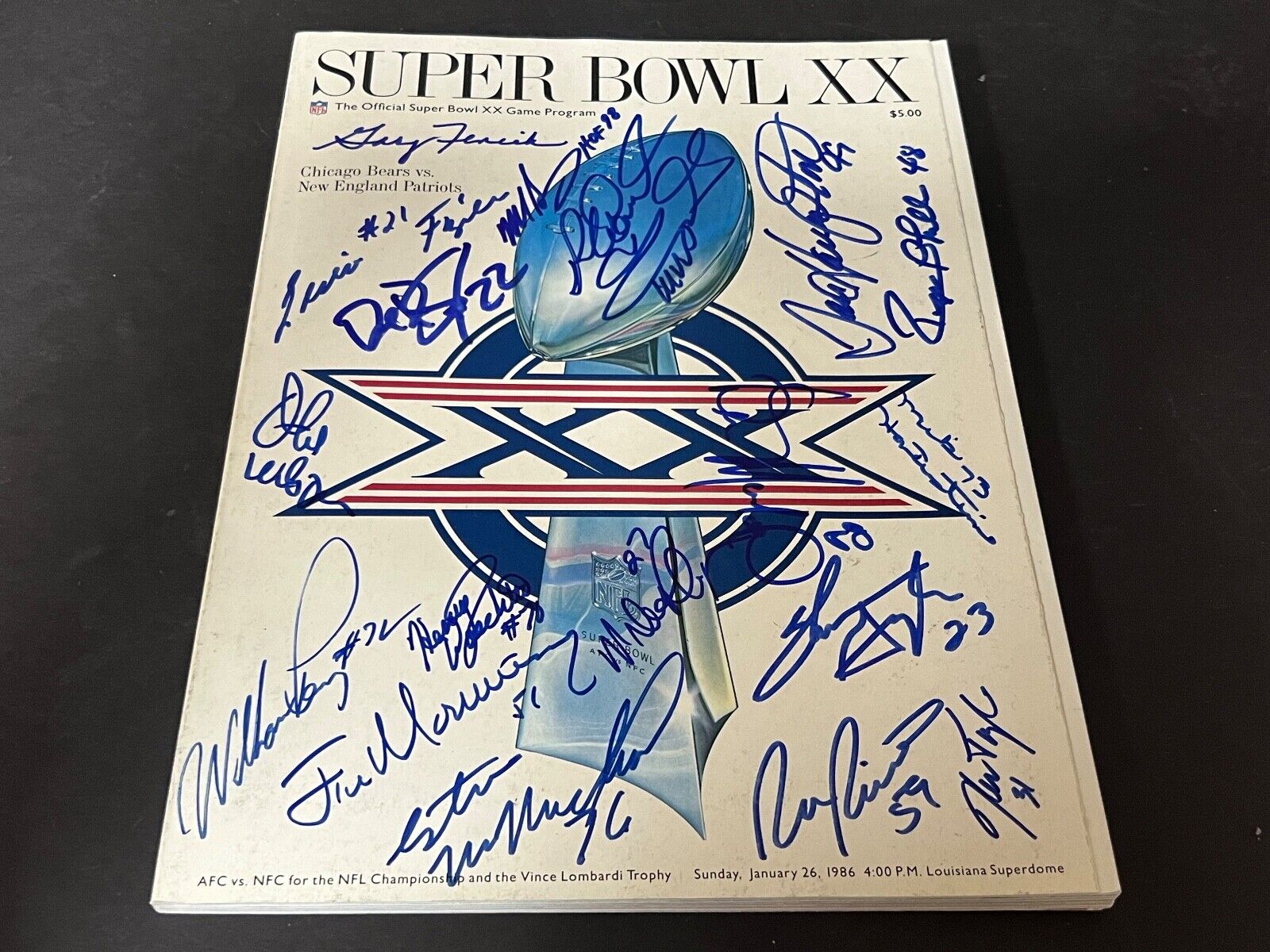 Chicago Bears Autographed Signed Defense Super Bowl XX Program Dent Duerson