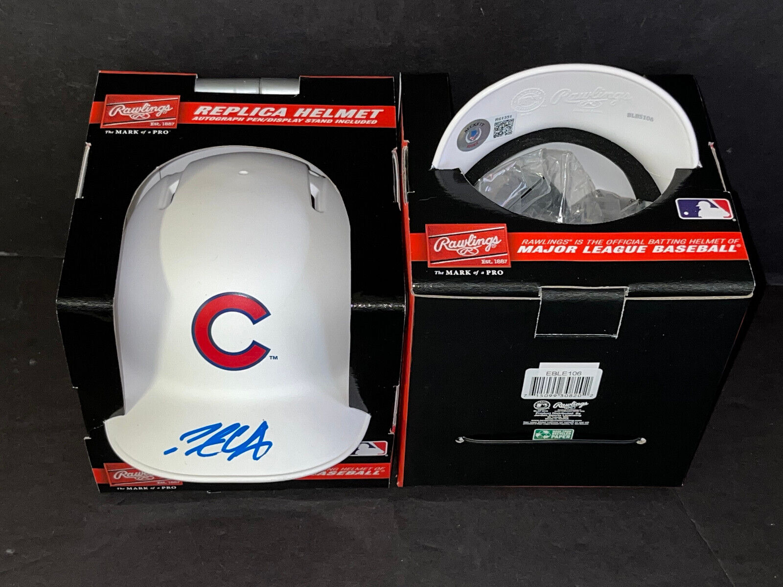 Pete Crow Armstrong Cubs Auto Signed White Mini Helmet Beckett Rookie Holo Red