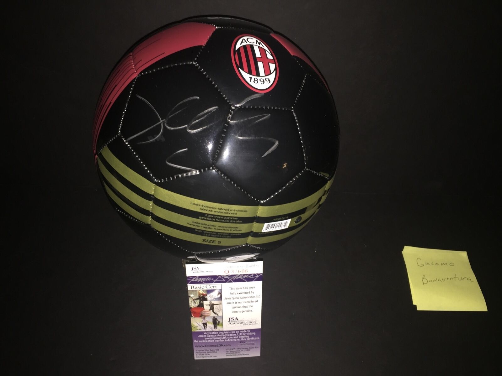 Giacomo Bonaventura Autographed Signed Soccer Ball JSA COA