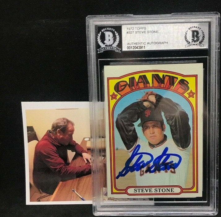 Steve Stone Giants White Sox Autographed Signed 1972 Topps Card Beckett Cert 3