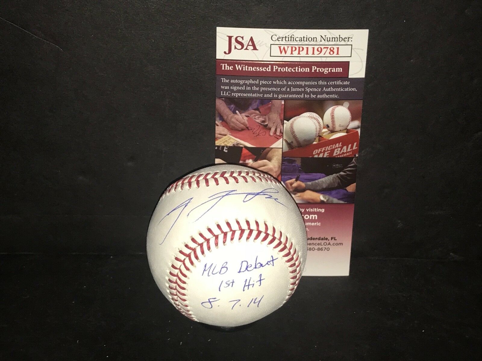 Jake Lamb Diamondbacks Signed MLB Baseball JSA WITNESS COA Debut 1st Hit 8-7-14